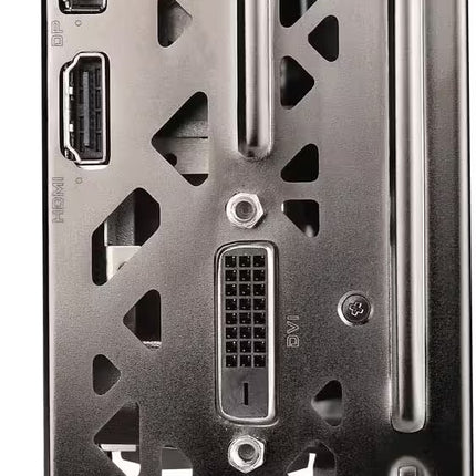 Computer graphics card with multiple ports on a white background