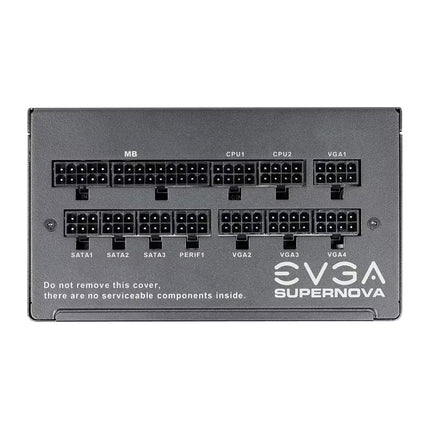 EVGA Supernova power supply unit connector panel on a white background