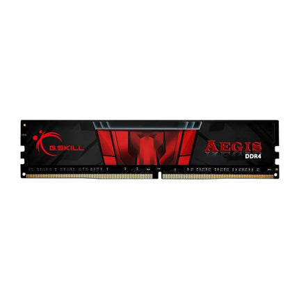 G.SKILL Aegis X RGB DDR4 RAM module with a black and red heatpipe design, shown against a plain white background.