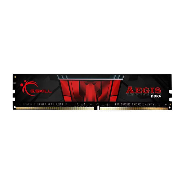 G.SKILL Aegis X RGB DDR4 RAM module with a black and red heatpipe design, shown against a plain white background.