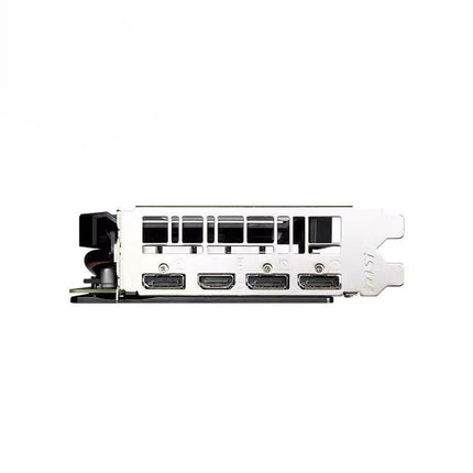 Computer graphics card with multiple ports on a white background