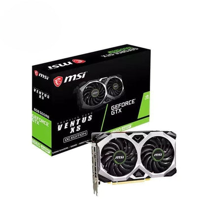 MSI GeForce GTX graphics card with packaging on a white background