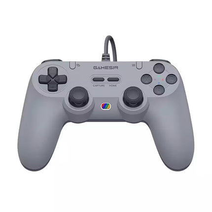 Gray gaming controller with 'Gamesir' branding on a white background