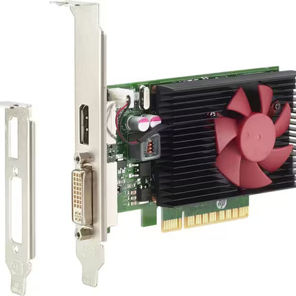 NVIDIA GeForce GT 730 2GB graphics card with standard and low-profile brackets, front product image