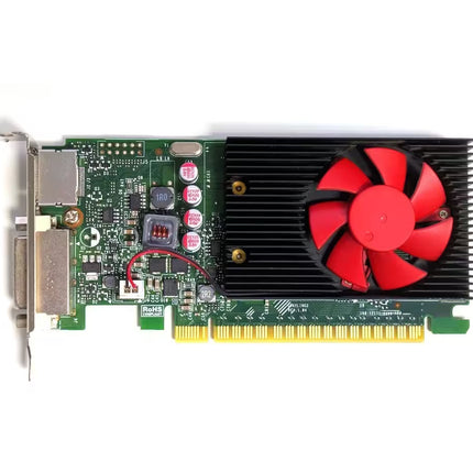 NVIDIA GeForce GT 730 2GB low-profile graphics card with single cooling fan, front view