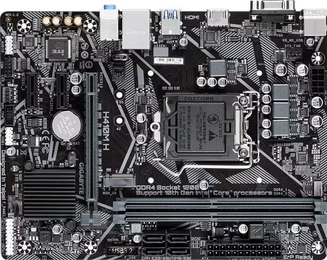Gigabyte H410M H MICRO-ATX DDR4 PCIe 3.0 LGA 1200 Supports 10th Gen Intel Core Without Box Motherboard (USED: GRADE A)
