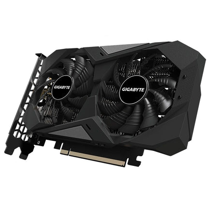 Gigabyte graphics card with dual fans on a white background
