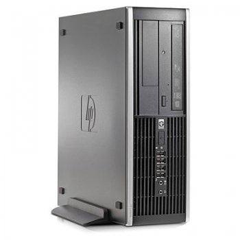 HP desktop computer tower on a white background