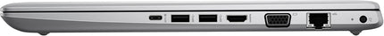 Back view of a laptop with ports on a white background