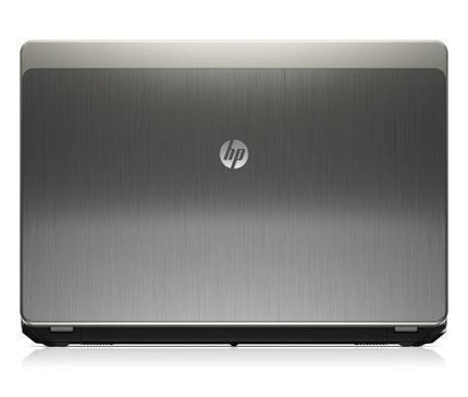 HP laptop with brushed metal finish on a white background