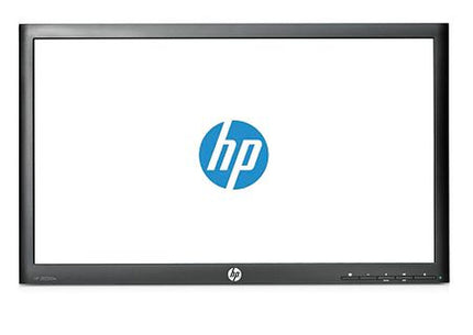 HP display monitor with logo on a white background