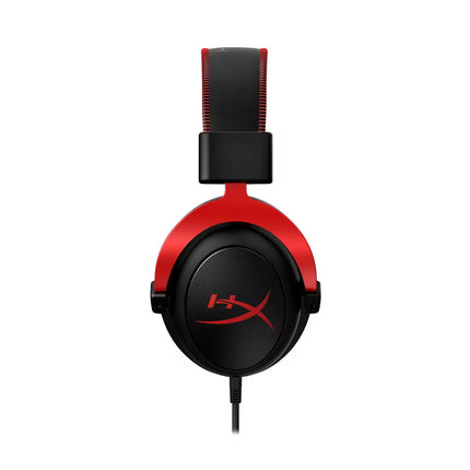 Red and black gaming headset with HyperX logo on a white background