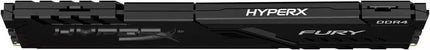 Top view of the HyperX Fury DDR4 desktop RAM, highlighting the black heat spreader, centered HyperX branding, and DDR4 marking with a clean, low-profile design.