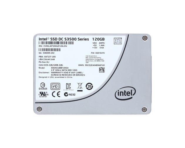 Intel SSD DC S3500 Series 120GB solid state drive on a white background