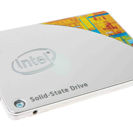 Intel solid-state drive on a white background