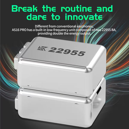 Silver electronic component with '22955' branding against a colorful abstract background