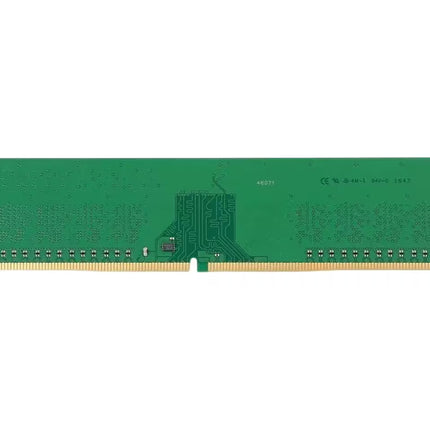A single green RAM memory module with gold-plated contacts along the bottom edge, shown horizontally against a plain white background.