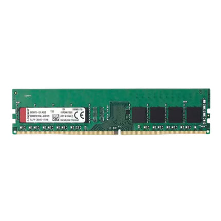 A single Kingston RAM module with a green PCB, gold-plated connector edge, and four black memory chips, shown on a plain white background.