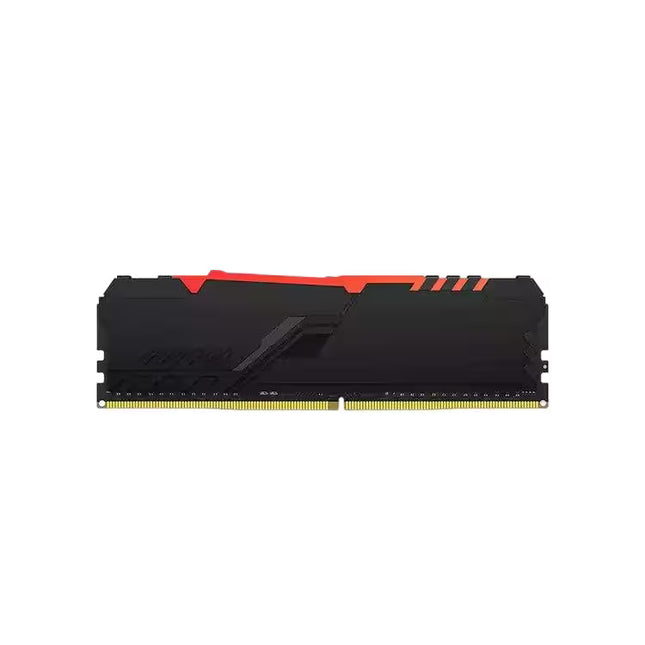 A single DDR4 RAM memory module with a black heat spreader featuring a vibrant red accent strip and subtle gray graphic details, shown against a plain white background.