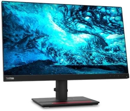 Monitor with a blue and green abstract display on a white background