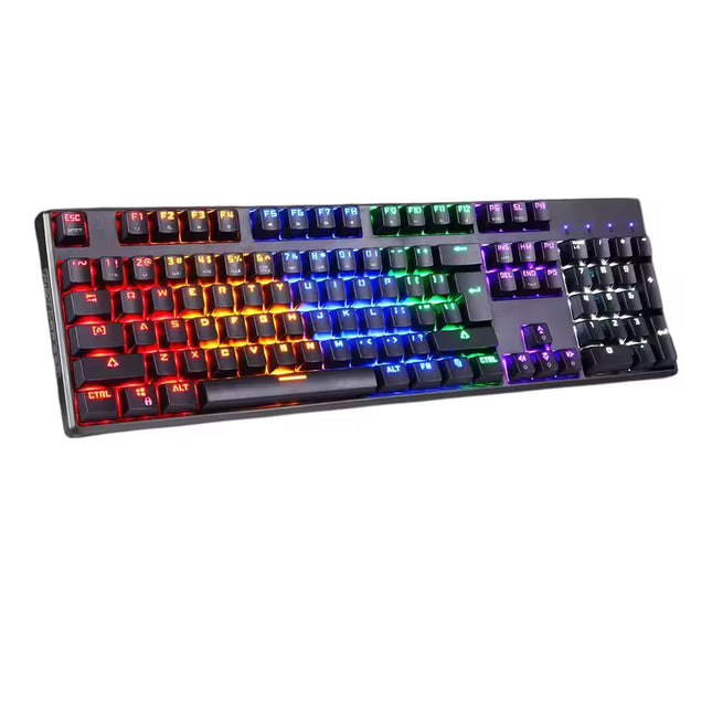 Mechanical keyboard with RGB lighting on a white background