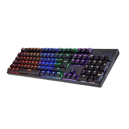 Mechanical keyboard with RGB lighting on a white background