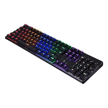 Gaming keyboard with RGB lighting on a white background