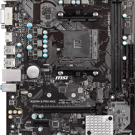 MSI motherboard with various components on a black background