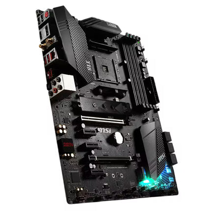 A Gigabyte Z791 AMD Ryzen 5000 series motherboard, shown at an angle on a solid white background. The black PCB features a large black heat sink over the CPU socket, a black VRM heat sink, a black PCIe 4.
