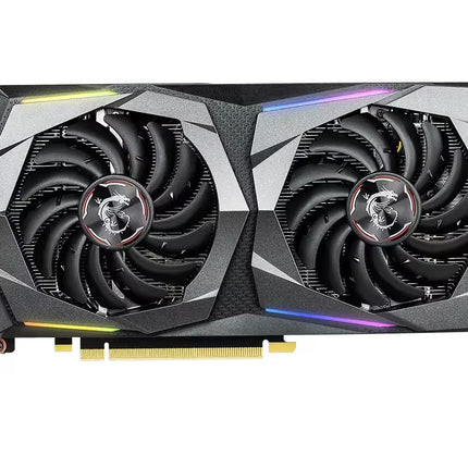 MSI GeForce GTX 1660 Ti Gaming X graphics card with dual Twin Frozr cooling fans, RGB lighting, and PCIe interface.