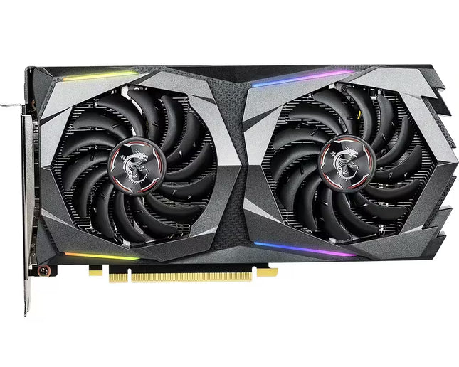 MSI GeForce GTX 1660 Ti Gaming X graphics card with dual Twin Frozr cooling fans, RGB lighting, and PCIe interface.