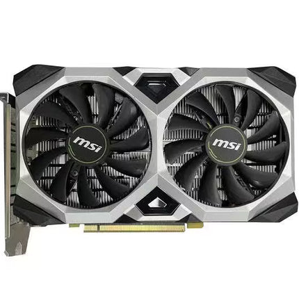 MSI GeForce GTX 1660 Ti Ventus XS 6GB graphics card with dual-fan cooling system, front view