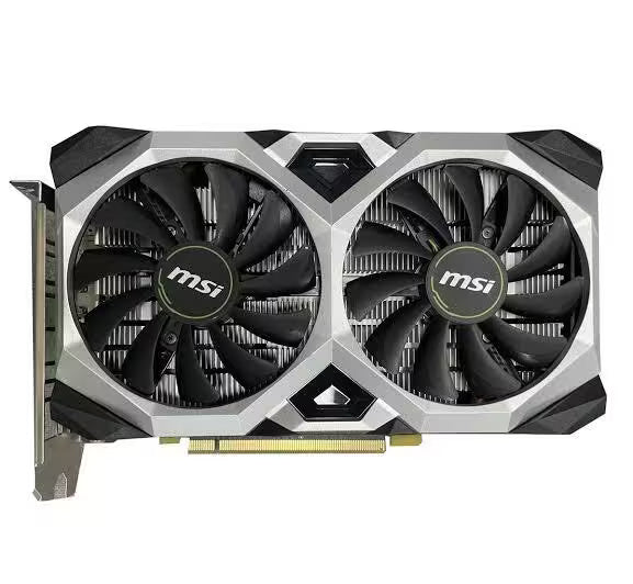 MSI GeForce GTX 1660 Ti Ventus XS 6GB graphics card with dual-fan cooling system, front view
