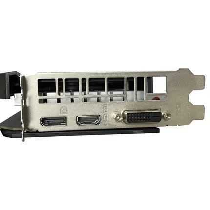 Rear I/O of MSI GeForce GTX 1660 Ti Ventus XS showing one DisplayPort, one HDMI, and one DVI-D
