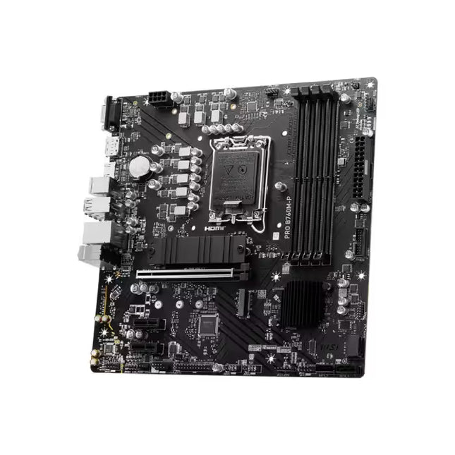 Computer motherboard on a white background