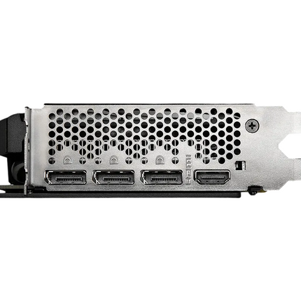 A silver metal graphics card backplate showing three HDMI ports and a power connector, isolated on a white background.