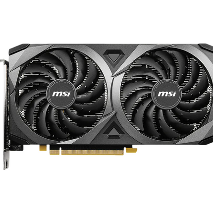MSI graphics card with dual fans on a white background