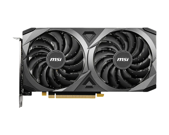 MSI graphics card with dual fans on a white background