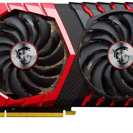 Graphics card with red and black design on a white background