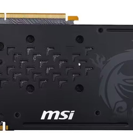 MSI graphics card with dragon logo on a black background