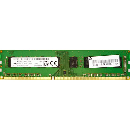 Micron 8GB DDR3 desktop RAM stick mounted on a green printed circuit board