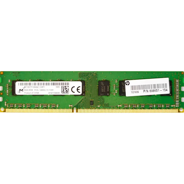 Micron 8GB DDR3 desktop RAM stick mounted on a green printed circuit board