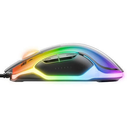 Gaming mouse with RGB lighting on a white background