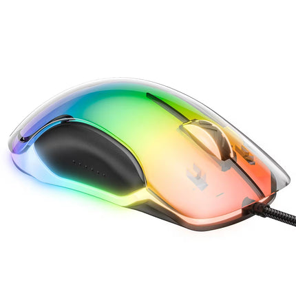 Gaming mouse with RGB lighting on a white background