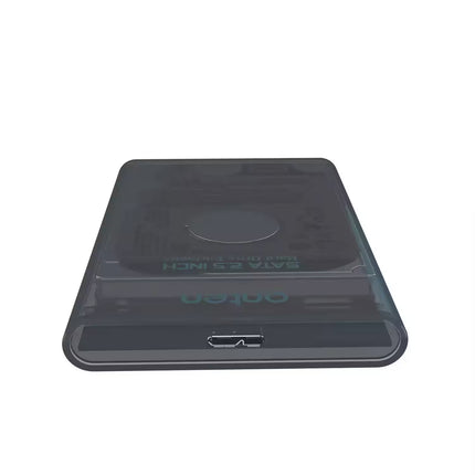 Front-facing view of the ONTEN UHD2 external drive enclosure highlighting the Micro USB 3.0 interface and transparent protective case for 2.5-inch SATA drives.