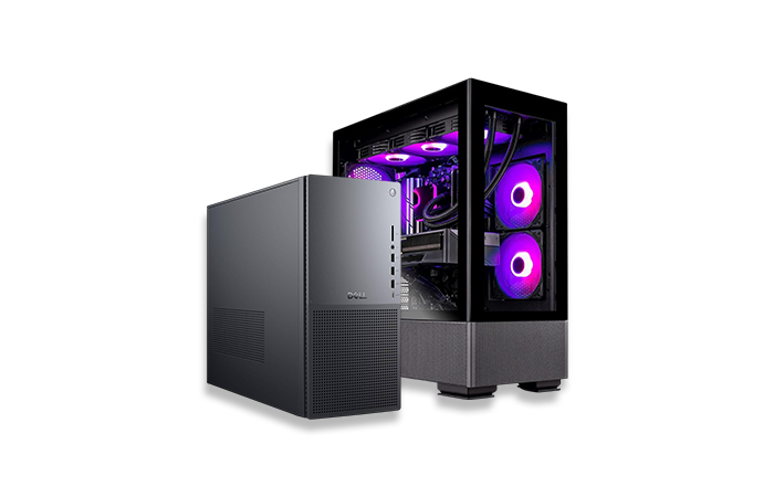 Computer case with RGB lighting on a white background