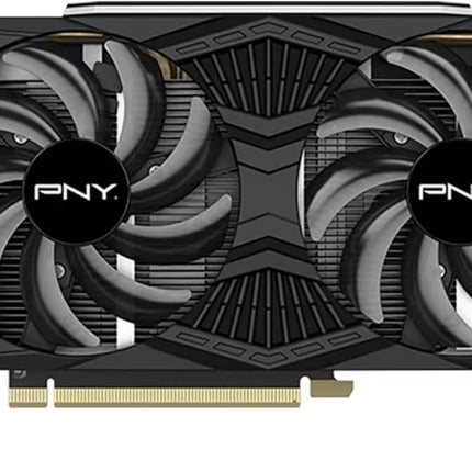 PNY graphics card with dual fans on a white background
