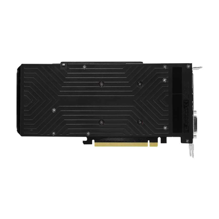 Matte black plastic backplate of a Palit GeForce GTX 1660 SUPER GamingPro graphics card, featuring a textured geometric pattern with diagonal lines, exposed mounting screws, and a PCIe connection interface at the bottom.