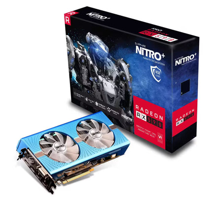 Radeon RX 5700 graphics card with Nitro+ packaging on a white background