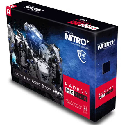 Sapphire Nitro+ Radeon RX 570 graphics card packaging on a white background